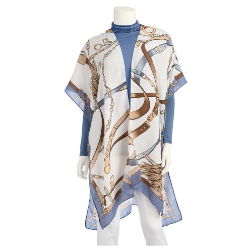Silky Kimono Top - Blue & Gold