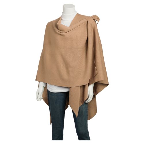 Ruana with Shoulder Strap - Beige