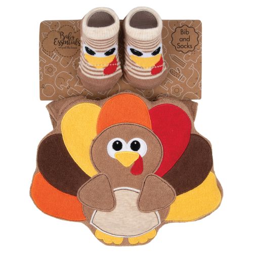 Thanksgiving Turkey Baby Bib & Sock Set