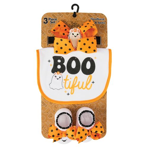 Bootiful Baby Bib & Sock Set with Headband