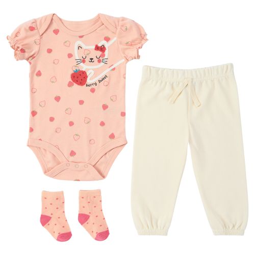 3-Piece Baby Clothing Set - Strawberry Kitty Design