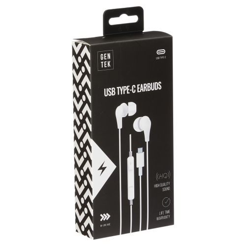 Gen Tek USB Type-C Earbuds - White