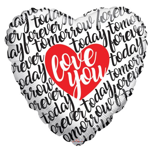 Valentine I Love You Script Foil Balloon - Bagged
