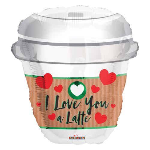 Valentine I Love You a Latte Foil Balloon