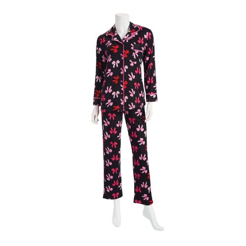 Soft Poly-Spandex Pajama Set - Black Bows