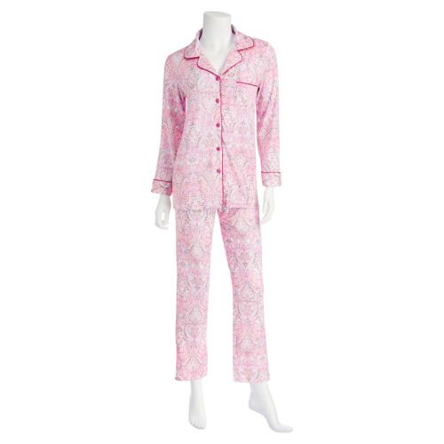 Women's Pink Paisley Notch Collar Pajama Set