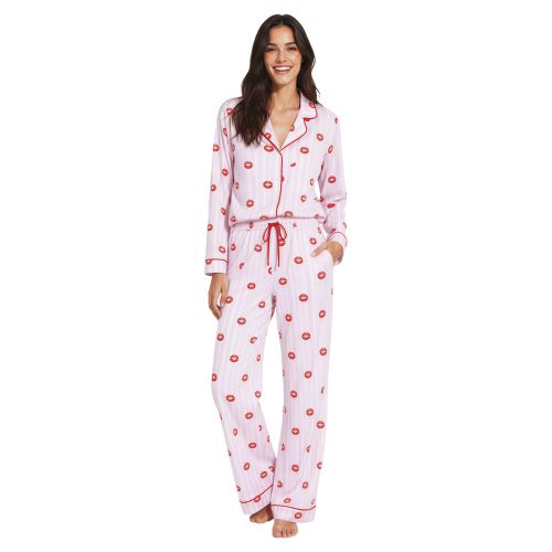 Women's Valentine Pajama Set - Lip Print Design