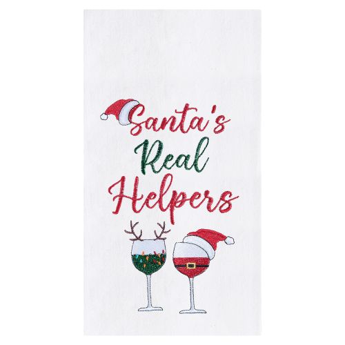 Embroidered Flour Sack Kitchen Towel - Santa's Real Helpers