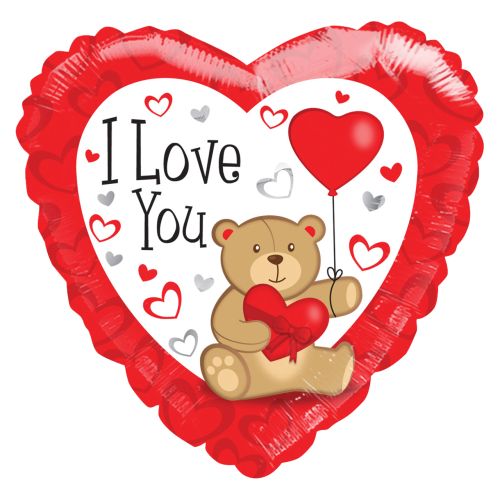 Valentine I Love You Bear Foil Balloon - Bagged
