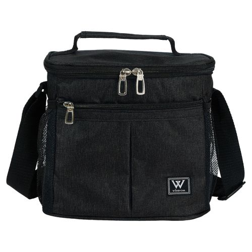 Insulated Lunch Bag with Adjustable Strap - Black