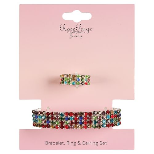 Rhinestone Stretch Bracelet with Matching Ring