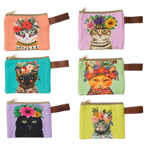Canvas Zipper Pouch - Cat Print