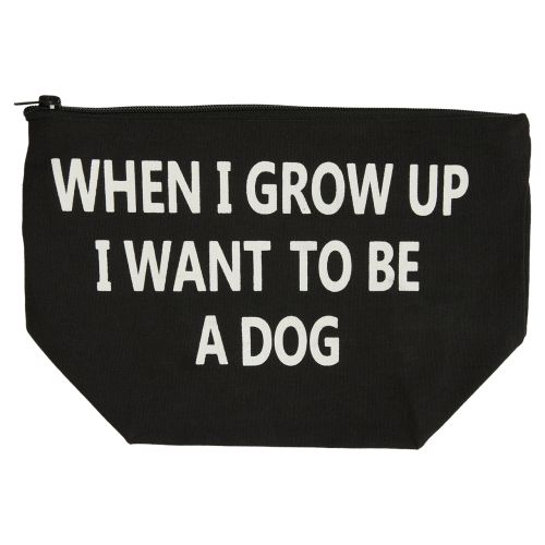 Black Canvas Makeup Bag - When I Grow Up I Want to Be a Dog