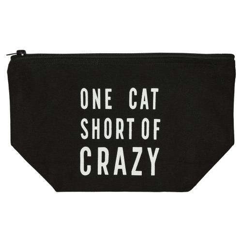 Black Canvas Makeup Bag - One Cat Short of Crazy