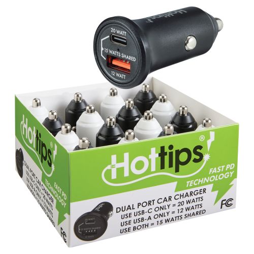 HotTips Dual Port Bullet Car Chargers - USB-C & USB-A