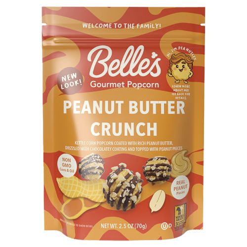Belle's Gourmet Handcrafted Popcorn - Peanut Butter Crunch with Peanut Pieces