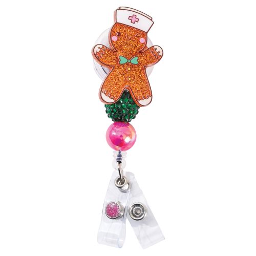 Glitterific Gingerbread Nurse Badge Reel