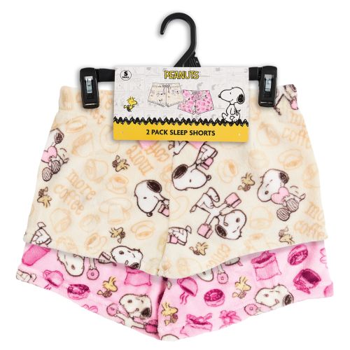 2-Pack Women's Snoopy Coffee Plush Sleep Shorts