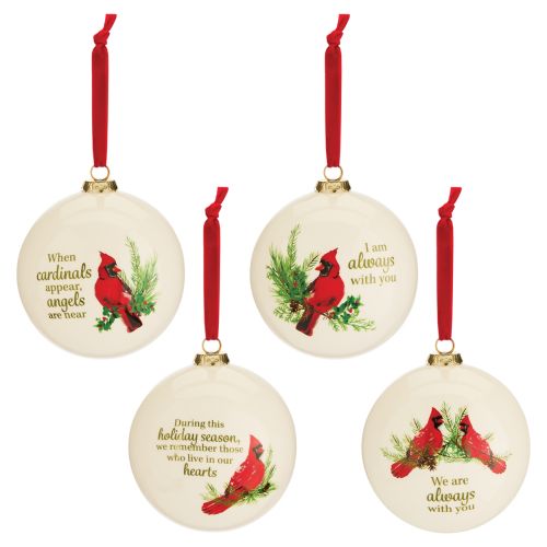 Ceramic Boxed Memorial Holiday Cardinal Ornaments
