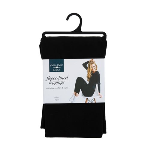 Britt's Knits Fleece-Lined Leggings - Black - Small