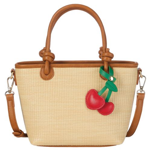 Woven Handbag with Cherry Charm