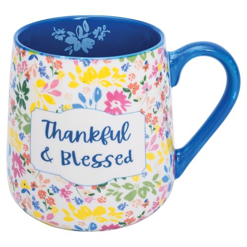Ceramic Inspirational Mug - Thankful & Blessed