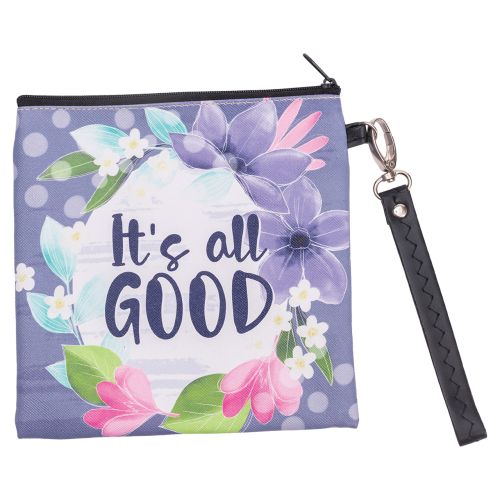 Inspirational Floral Swag Bag with Wrist Strap - It's All Good