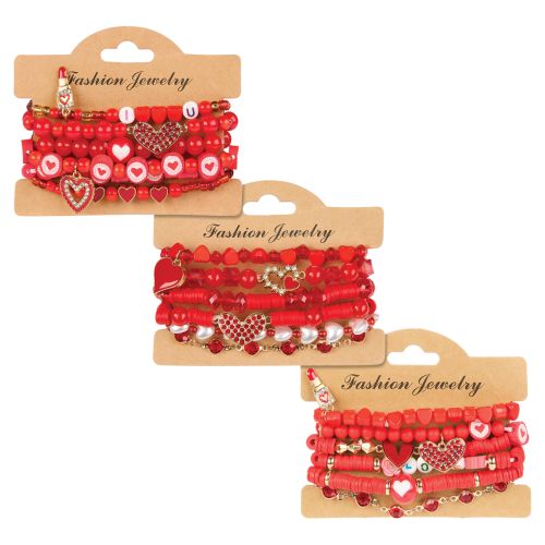 Valentine's Day Bead & Charm Bracelet Set
