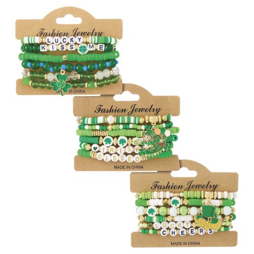 St Patrick's Day Bead & Charm Bracelet Set