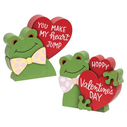 Hoppy Valentine's Day Wooden Frog Sitters