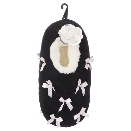 Women's Plush Slippers with Pink Bow Accents