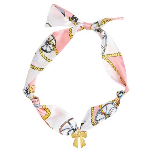 Pendant Scarf Necklace with Gold Bow Charm