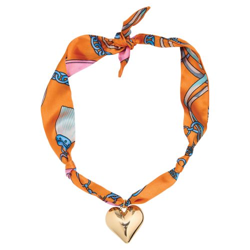 Pendant Scarf Necklace - Puff Heart