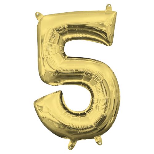 Gold Number Foil Balloon - 5