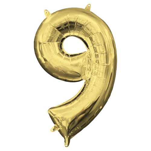 Gold Number Foil Balloon - 9