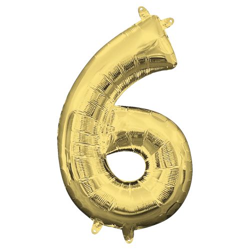 Gold Number Foil Balloon - 6