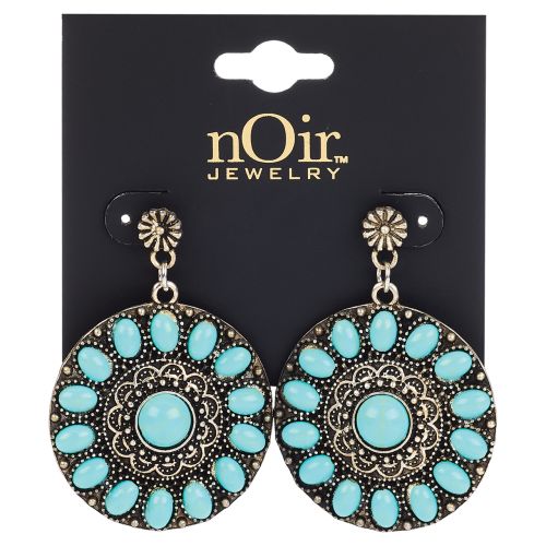 Turquoise Medallion Drop Earrings