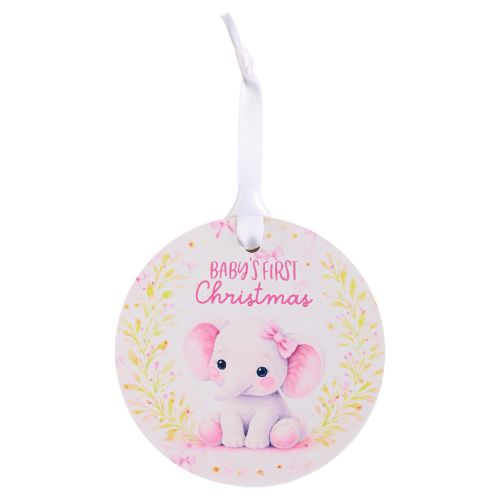 Baby's First Christmas Wooden Ornament - Pink