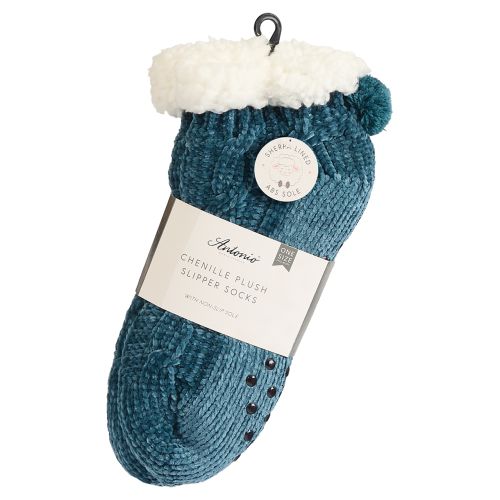 Chenille Cable Knit Socks with Sherpa Lining - Solids