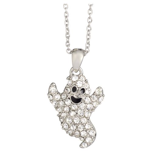 Rhinestone Ghost Halloween Necklace