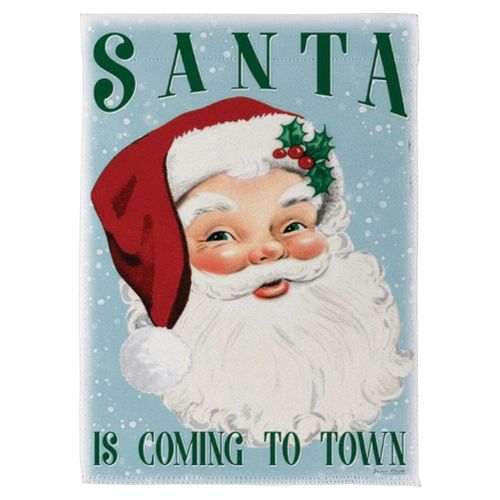 Blue Vintage Santa Suede Garden Flag