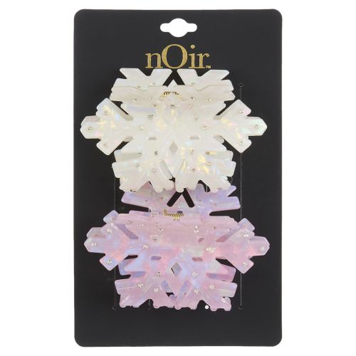 Snowflake Hair Clips - White & Pink