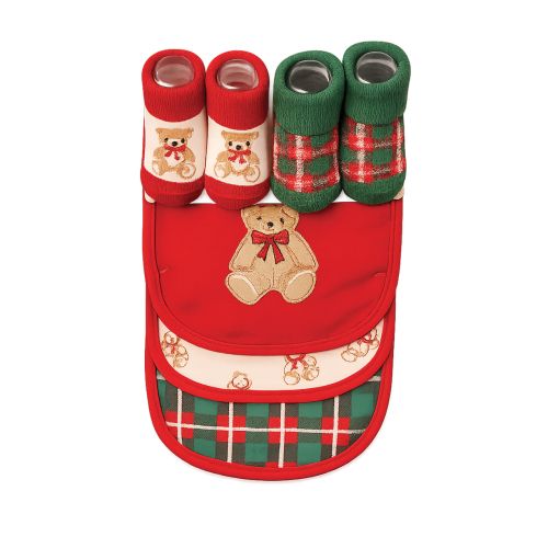 5-Piece Christmas Bib & Sock Set - Bear