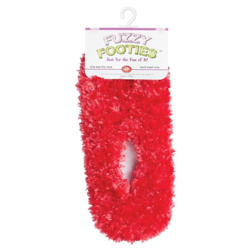 Adult's Fuzzy Fashion Footies - Red