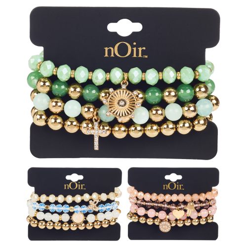 Beaded Stacked Bracelet with Charms