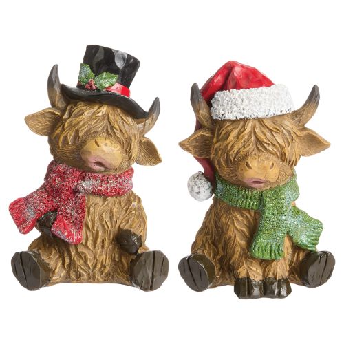 Holiday Highland Cow Figurines