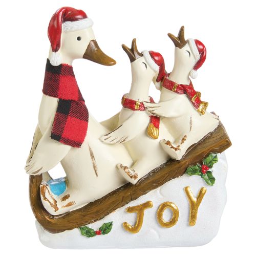 Resin Sledding Holiday Goose Figurine
