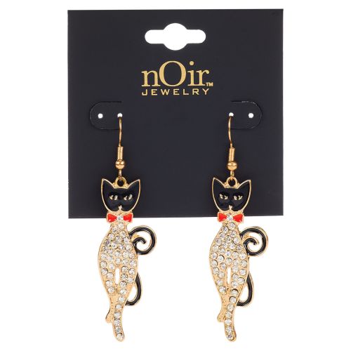 Halloween Dangle Earrings - Glittery Cat