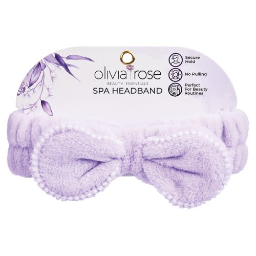 Olivia Rose Spa Headband with Pearl Trim - Purple