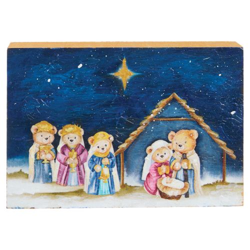 Hand-Painted Bear Manger Star Block
